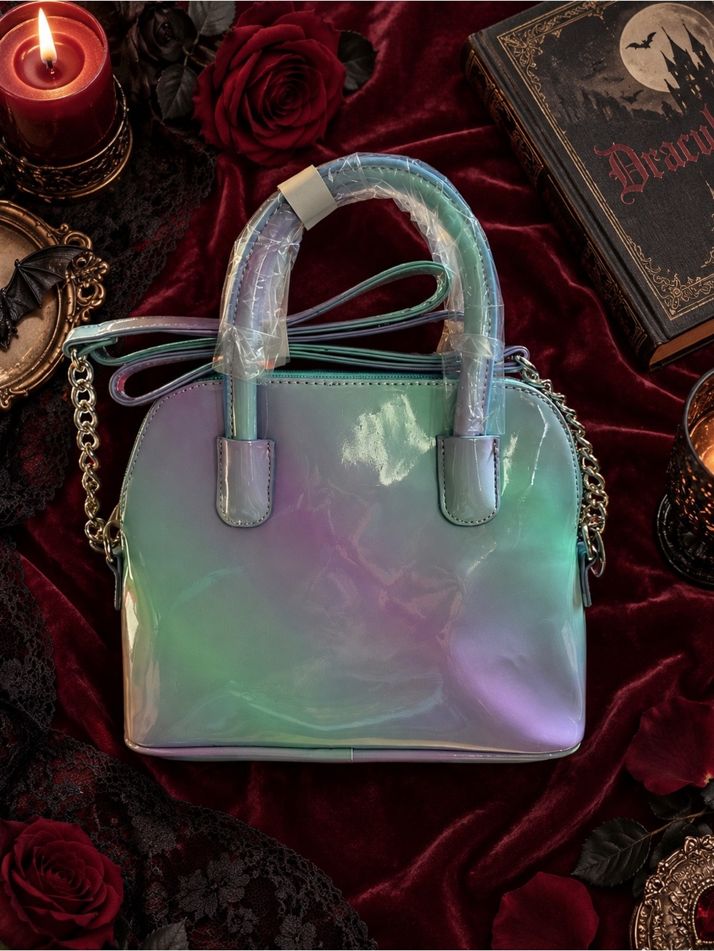 Luv Betsey Johnson Vampurr Crossbody Dome Purse Pastel Vampire Cat NWT - Picture 7 of 9